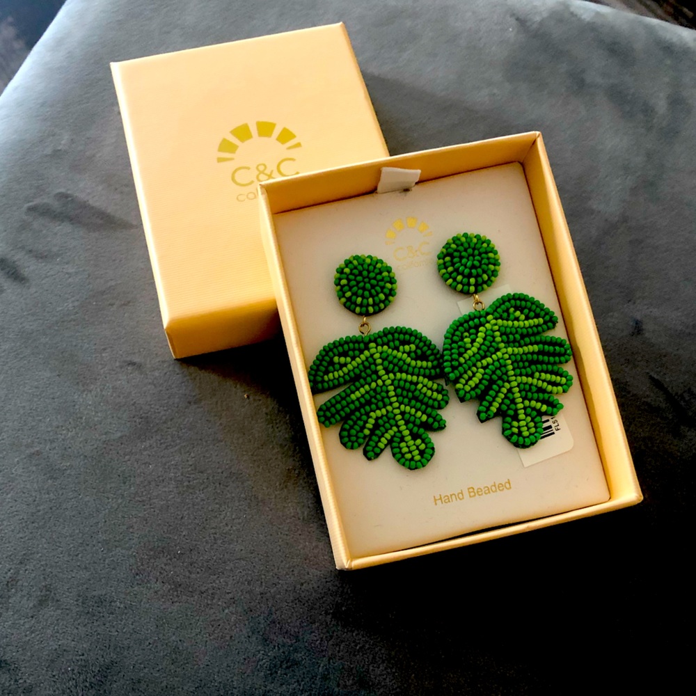 C&C California beaded leaf earrings. No longer have box.